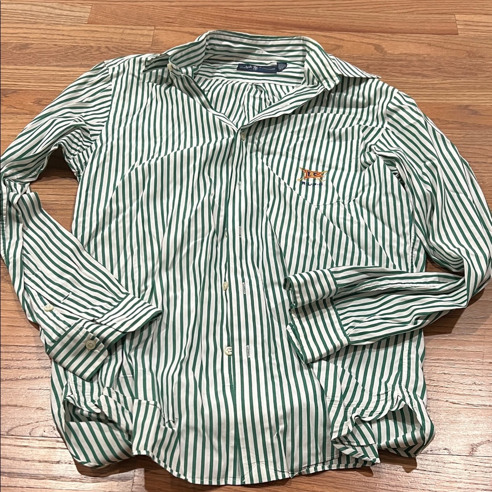 Ralph Lauren Green & White Striped Button-Down Shirt